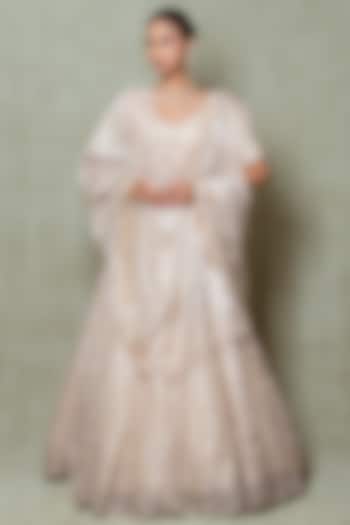 Champagne Tissue Sequins Embroidered Bridal Lehenga Set by Vedant G at Pernia's Pop Up Shop