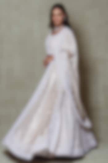 Champagne Tissue Pearl Embroidered Bridal Lehenga Set by Vedant G at Pernia's Pop Up Shop