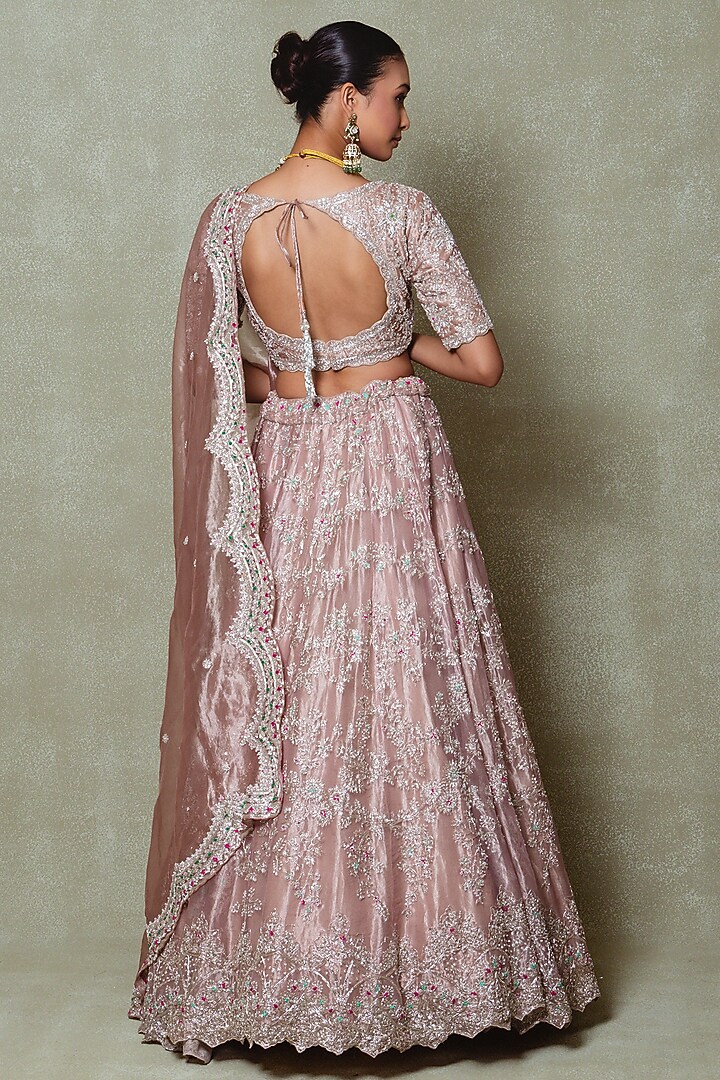 Lavender Tissue Zardozi Embroidered Bridal Lehenga Set by Vedant G at Pernia's Pop Up Shop