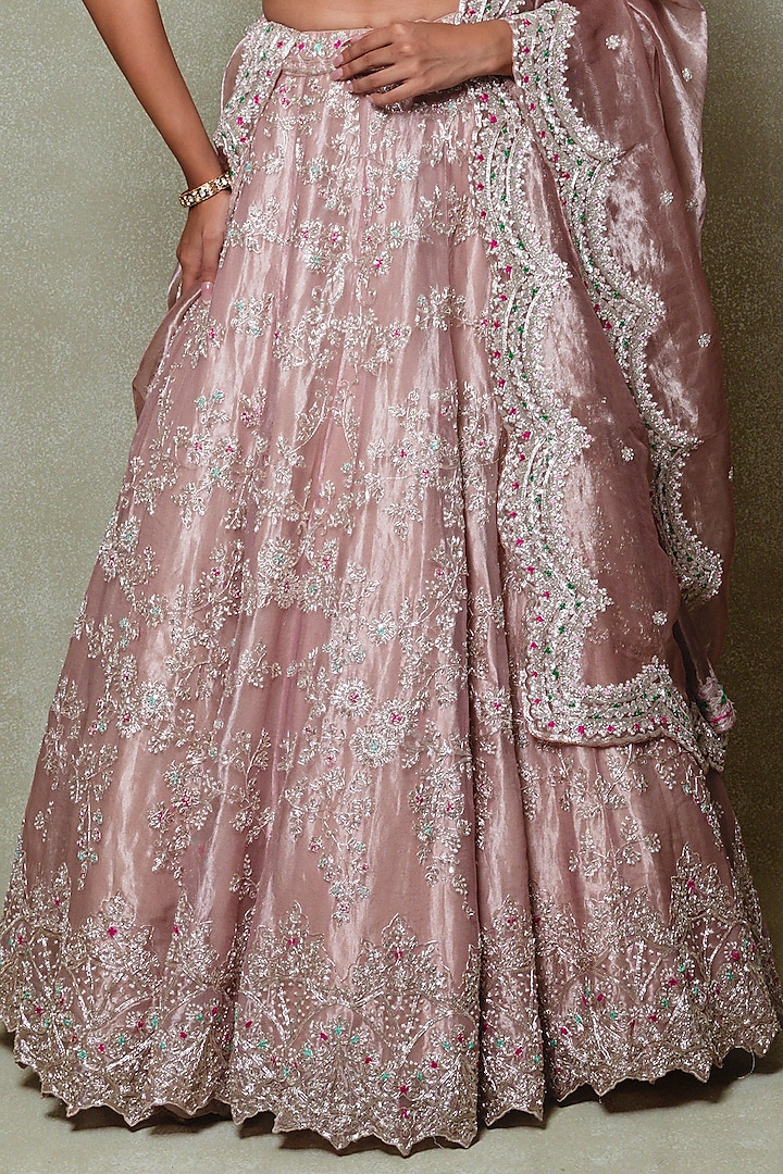 Lavender Tissue Zardozi Embroidered Bridal Lehenga Set by Vedant G at Pernia's Pop Up Shop
