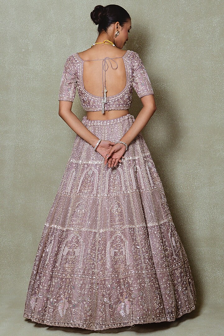 Lavender Organza Hand Embroidered Bridal Lehenga Set by Vedant G at Pernia's Pop Up Shop