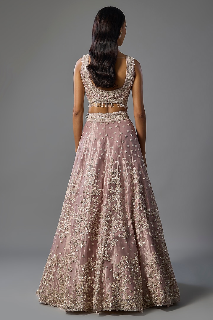 Lavender Tissue Pearl & Sequins Embroidered Bridal Lehenga Set by Vedant G at Pernia's Pop Up Shop