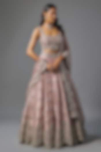 Lavender Tissue Pearl & Sequins Embroidered Bridal Lehenga Set by Vedant G at Pernia's Pop Up Shop