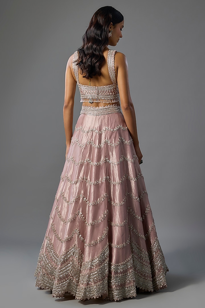 Lavender Tissue Pearl & Sequins Embroidered Bridal Lehenga Set by Vedant G at Pernia's Pop Up Shop