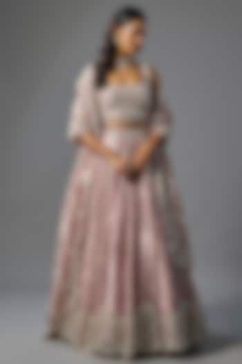 Lavender Tissue Pearl & Sequins Embroidered Bridal Lehenga Set by Vedant G at Pernia's Pop Up Shop