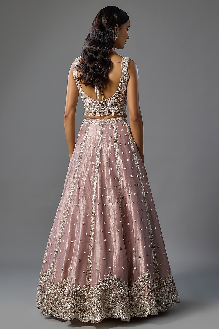 Lavender Tissue Pearl & Sequins Embroidered Bridal Lehenga Set by Vedant G at Pernia's Pop Up Shop