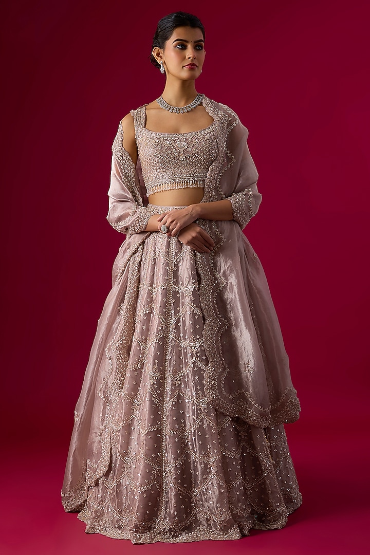 Lavender Tissue Cutdana Embroidered Bridal Lehenga Set by Vedant G at Pernia's Pop Up Shop