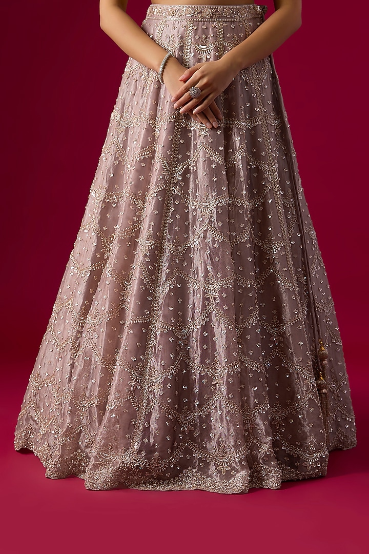 Lavender Tissue Cutdana Embroidered Bridal Lehenga Set by Vedant G at Pernia's Pop Up Shop