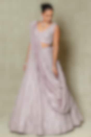 Lilac Tissue Cutdana & Sequin Embroidered Bridal Lehenga Set by Vedant G at Pernia's Pop Up Shop