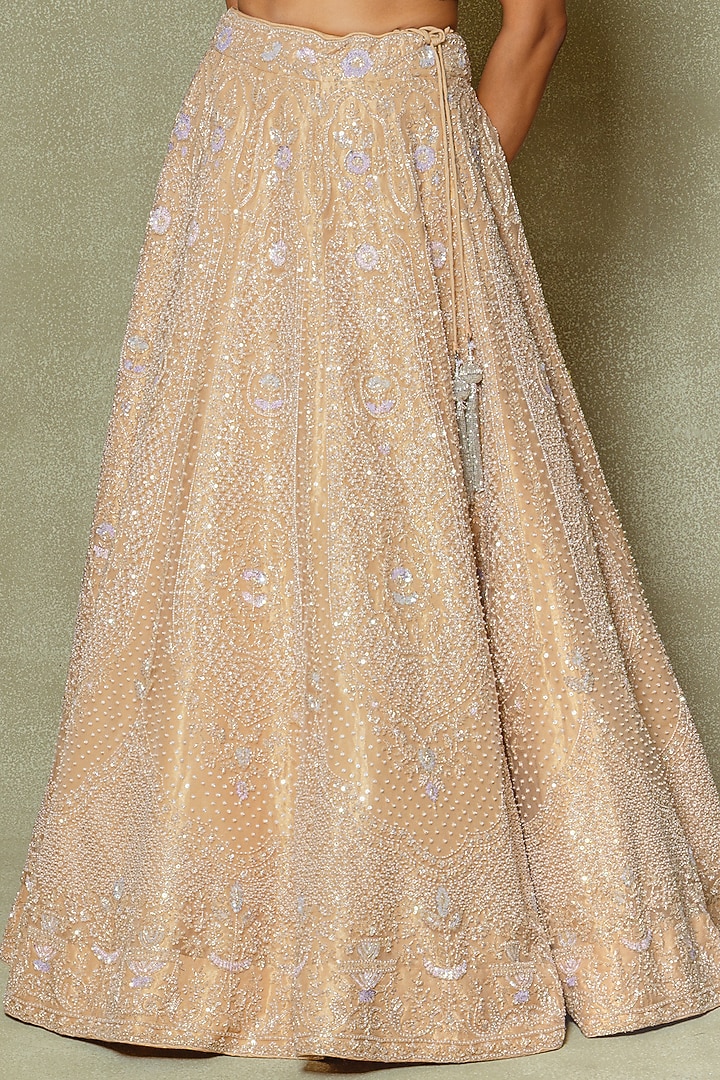 Gold Tissue Cutdana & Pearl Embroidered Bridal Lehenga Set by Vedant G at Pernia's Pop Up Shop
