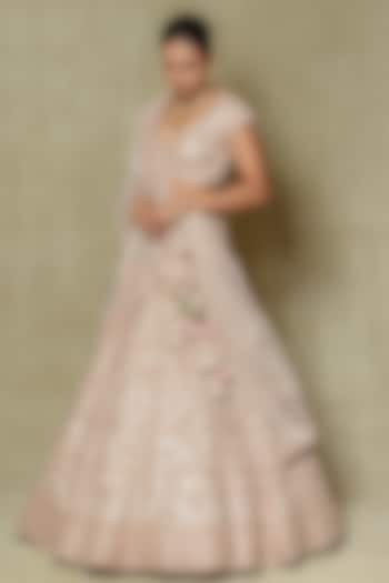 Champagne Silk Zardosi & Sequin Embroidered Bridal Lehenga Set by Vedant G at Pernia's Pop Up Shop