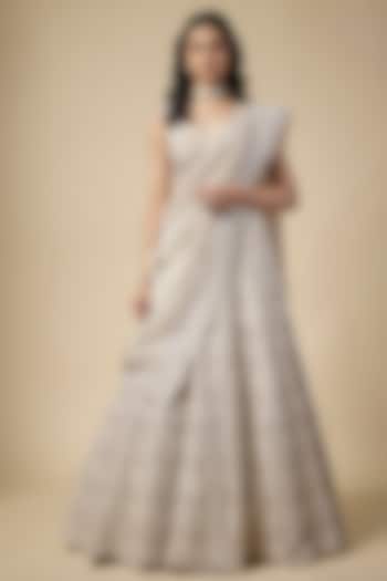 Champagne Tissue Sequins Embroidered Bridal Lehenga Set by Vedant G at Pernia's Pop Up Shop