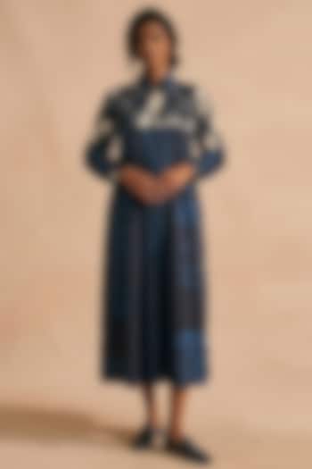 Blue Cotton Printed Midi Summer Dress by Vedika M at Pernia's Pop Up Shop