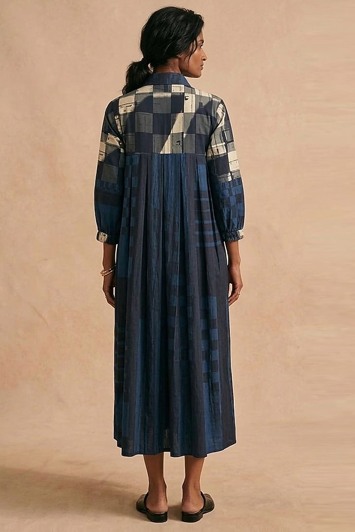 Blue Cotton Printed Midi Summer Dress by Vedika M at Pernia's Pop Up Shop