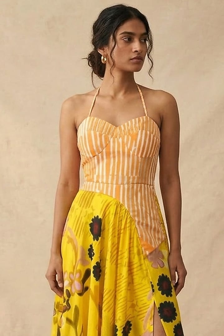Multi-Colored Cotton Satin Printed Summer Dress by Vedika M at Pernia's Pop Up Shop