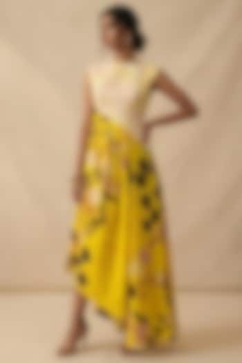 Yellow Cotton Printed Summer Dress by Vedika M at Pernia's Pop Up Shop