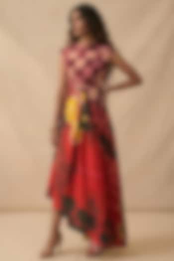 Red Cotton Printed Summer Dress by Vedika M at Pernia's Pop Up Shop