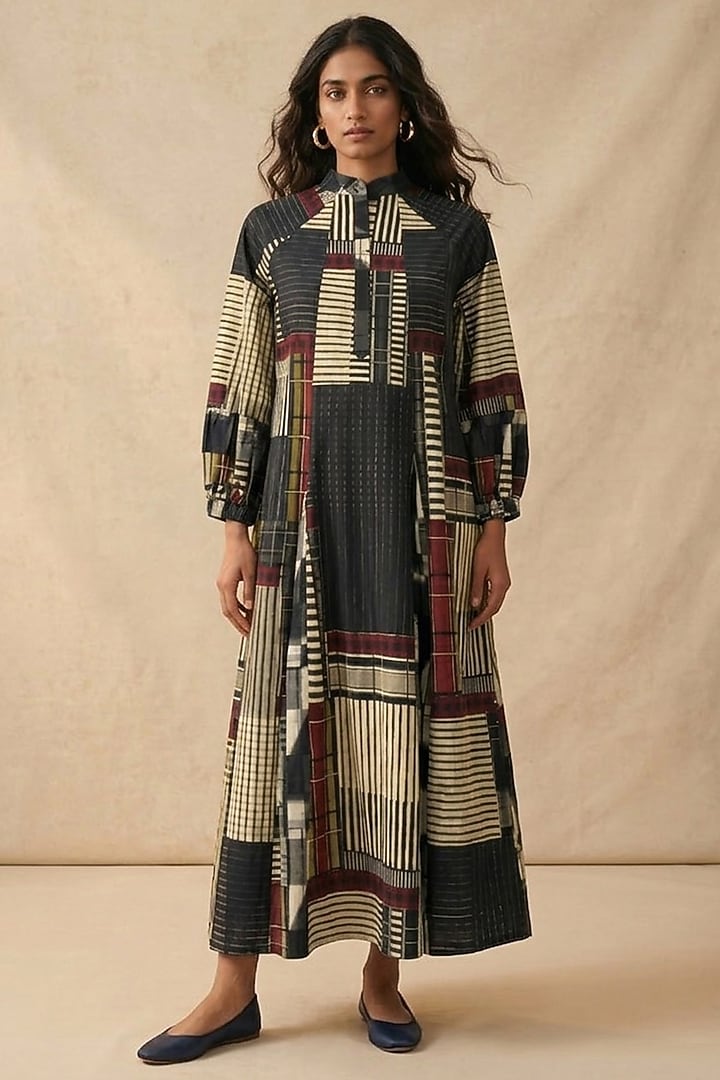Black & White Cotton Printed Summer Dress by Vedika M at Pernia's Pop Up Shop