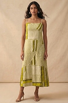 Green Cotton Satin Printed Dress by Vedika M-POPULAR PRODUCTS AT STORE
