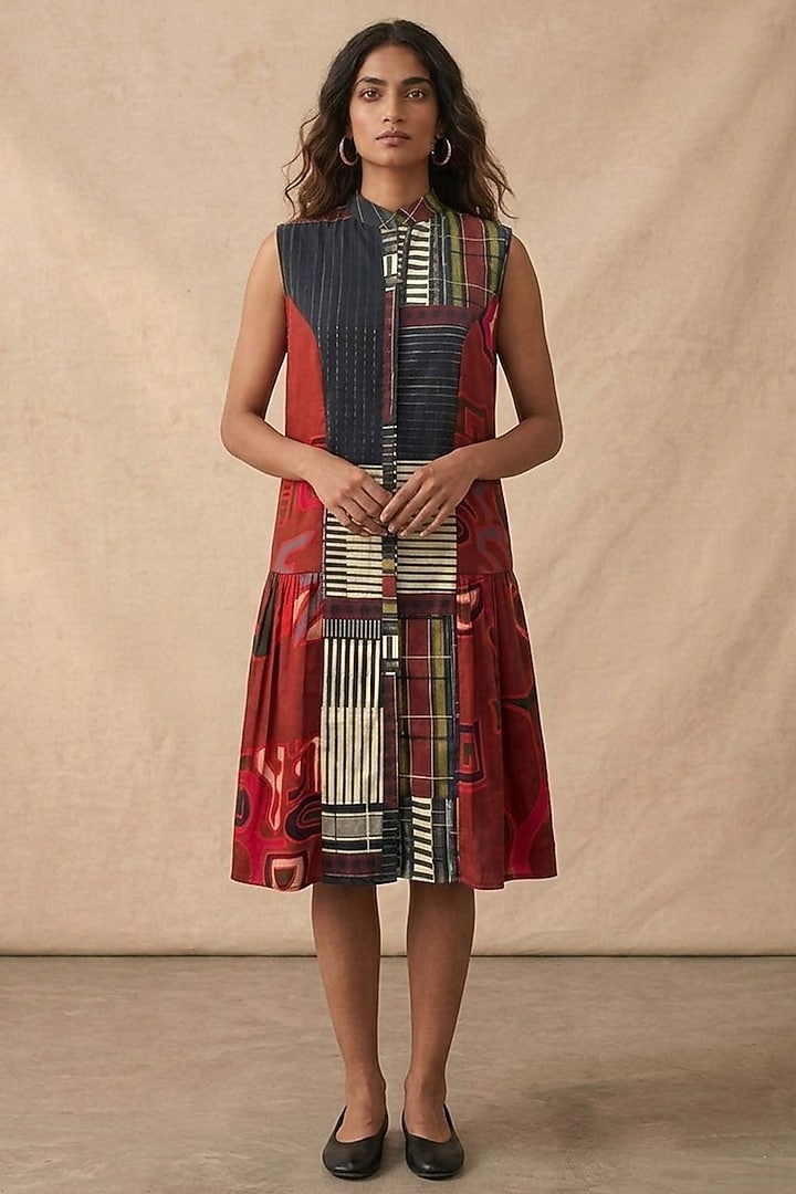 Multi-Colored Cotton Printed Summer Dress by Vedika M at Pernia's Pop Up Shop