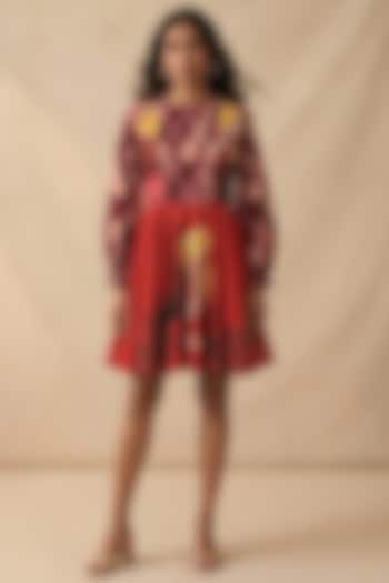 Red Cotton Printed Summer Dress by Vedika M at Pernia's Pop Up Shop