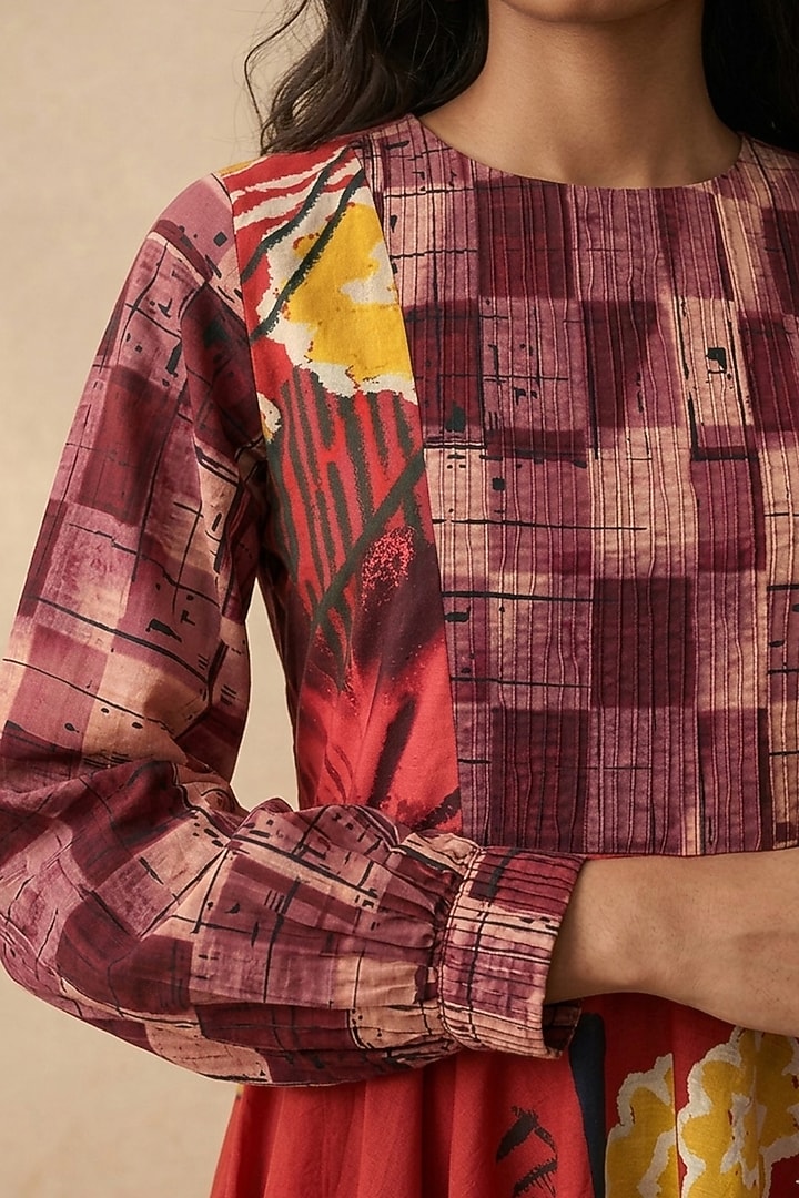 Red Cotton Printed Summer Dress by Vedika M at Pernia's Pop Up Shop