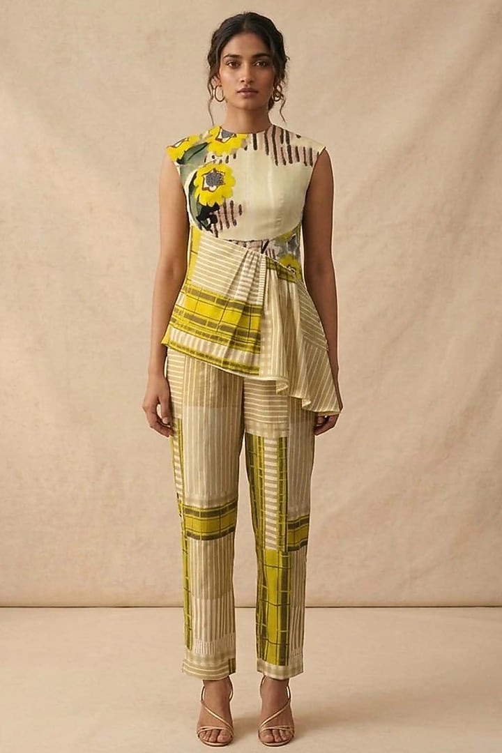 Green Cotton Printed Co-Ord Set by Vedika M at Pernia's Pop Up Shop