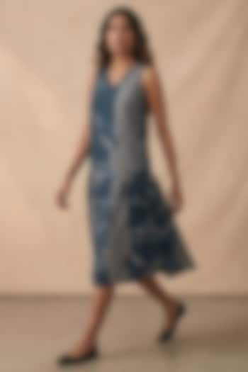 Blue Cotton Printed Summer Dress by Vedika M at Pernia's Pop Up Shop