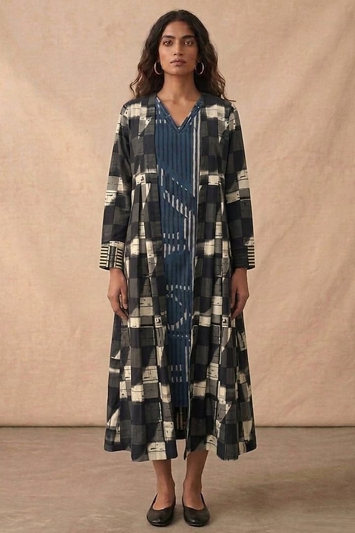 Multi-Colored Cotton Printed Jacket Summer Dress by Vedika M at Pernia's Pop Up Shop