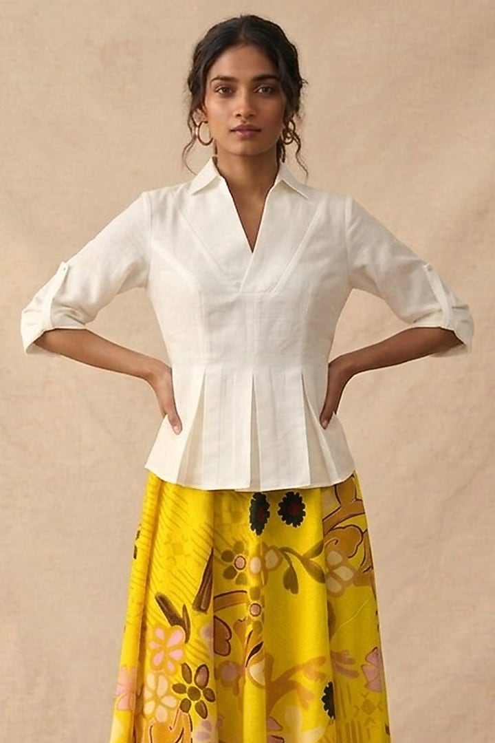 Multi-Colored Cotton Floral Skirt Set by Vedika M at Pernia's Pop Up Shop