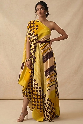 Shop Yellow Draped Dress With Scarf for Women Online from India's Luxury  Designers 2026