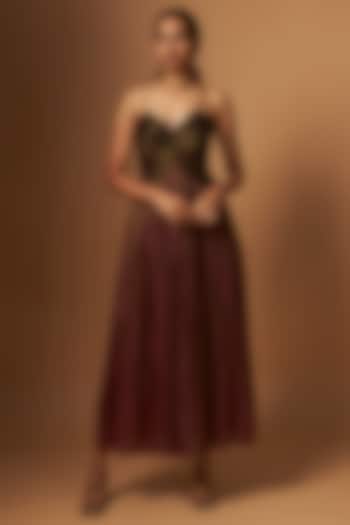 Green-Purple Tissue Silk Vacation Dress by Vedika M at Pernia's Pop Up Shop