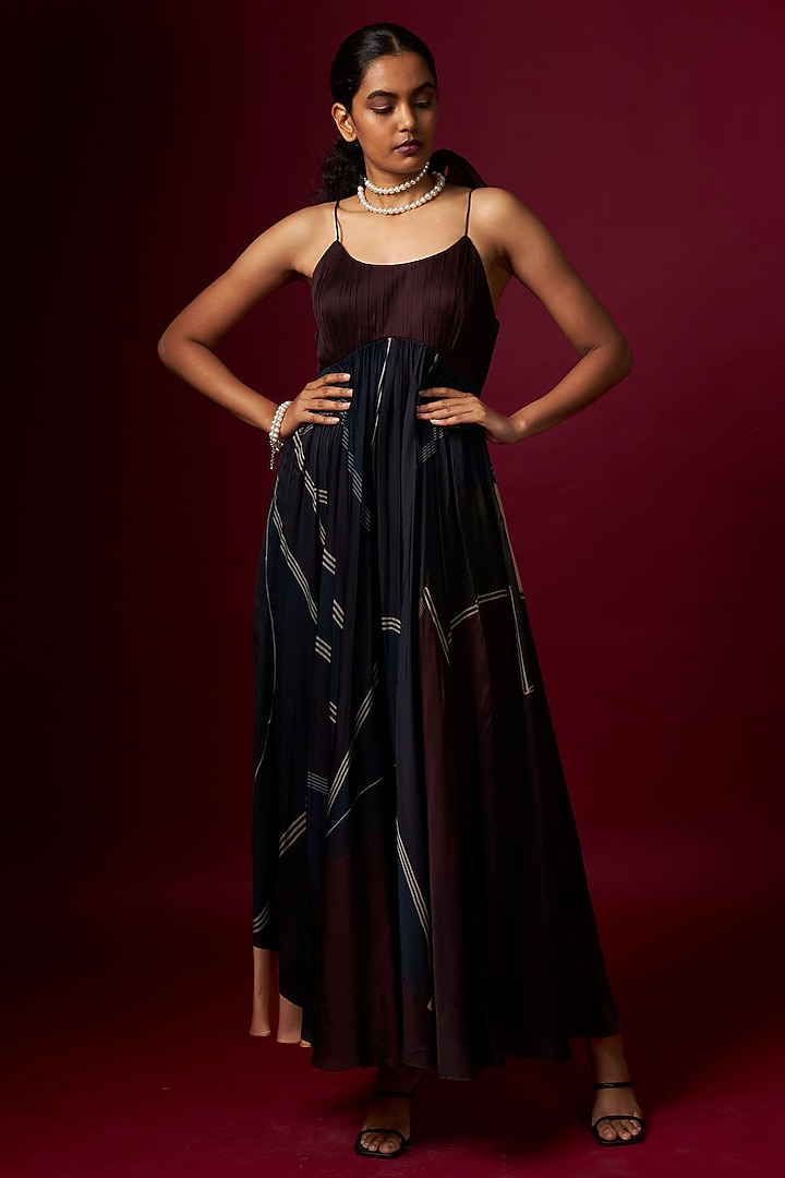Multi-Colored Satin Abstract Printed Vacation Dress by Vedika M at Pernia's Pop Up Shop