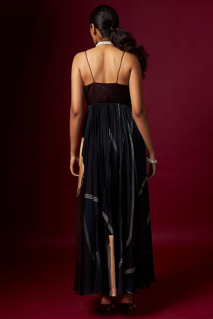 Multi-Colored Satin Abstract Printed Vacation Dress by Vedika M at Pernia's Pop Up Shop