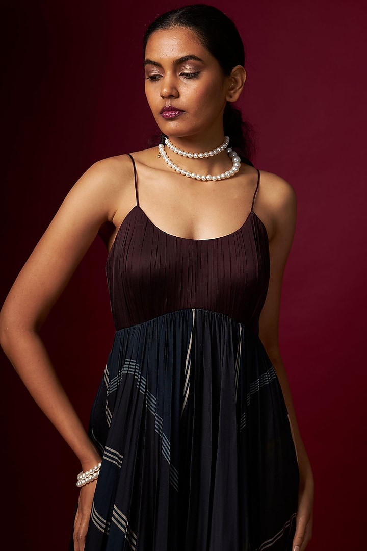 Multi-Colored Satin Abstract Printed Vacation Dress by Vedika M at Pernia's Pop Up Shop