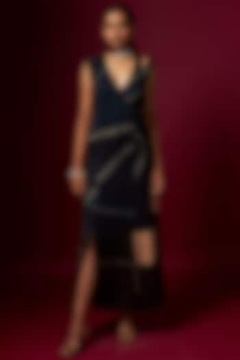 Multi-Colored Satin Abstract Printed Overlap Summer Dress by Vedika M at Pernia's Pop Up Shop