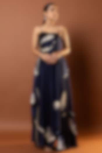 Blue Satin Drape Vacation Dress by Vedika M at Pernia's Pop Up Shop