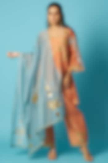 Orange Chanderi Bandhani Printed Kurta Set by Vedika M at Pernia's Pop Up Shop