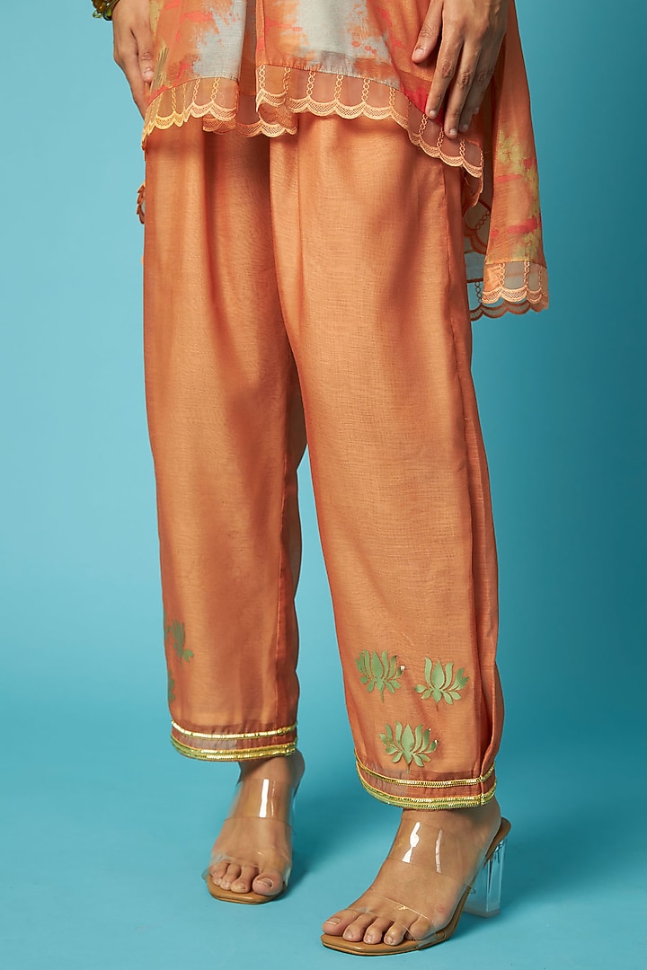 Orange Chanderi Bandhani Printed Kurta Set by Vedika M at Pernia's Pop Up Shop