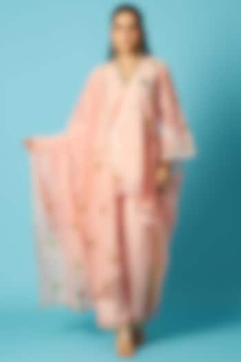 Peach Chanderi Bandhani Printed Kurta Set by Vedika M at Pernia's Pop Up Shop