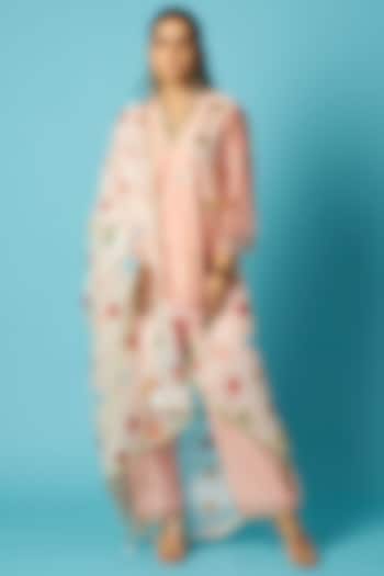 Peach Chanderi Bandhani Printed Kurta Set by Vedika M at Pernia's Pop Up Shop