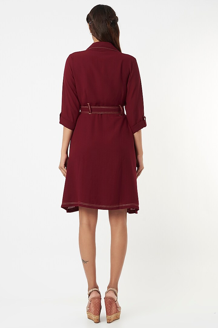 Maroon Cotton Summer Dress by Veera Wear at Pernia's Pop Up Shop