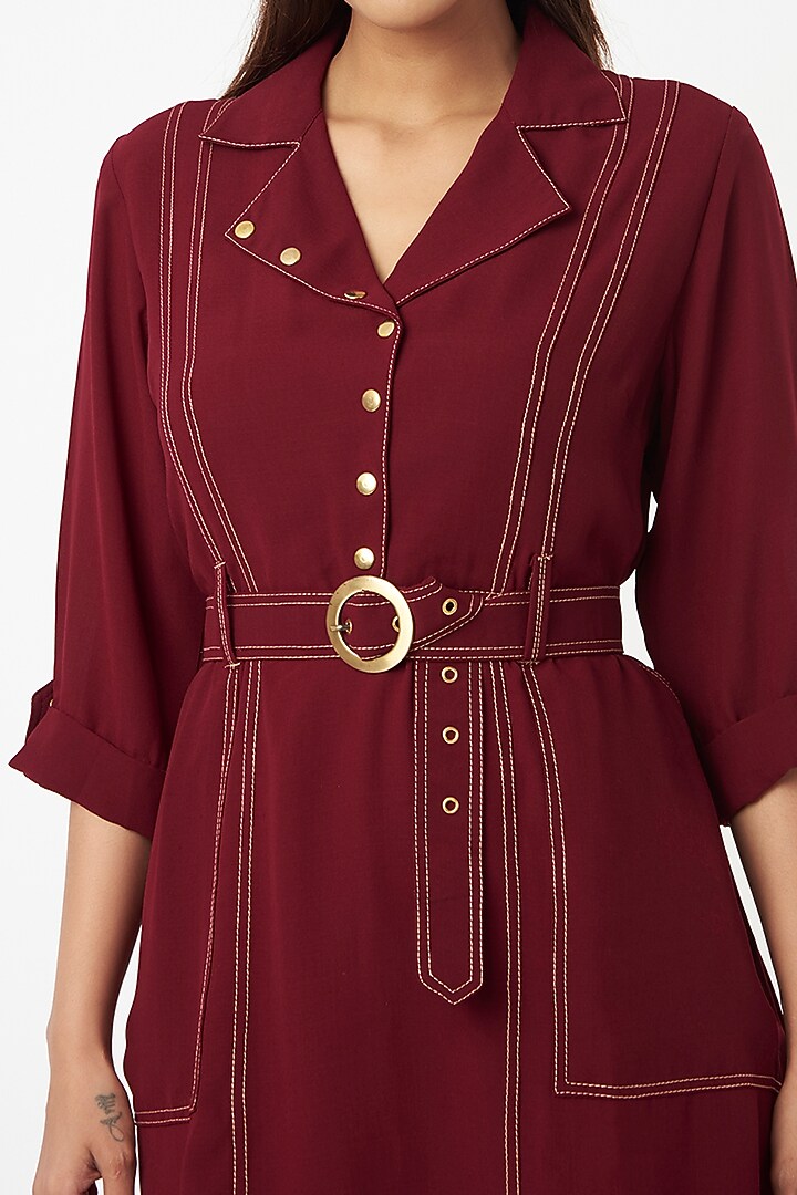 Maroon Cotton Summer Dress by Veera Wear at Pernia's Pop Up Shop