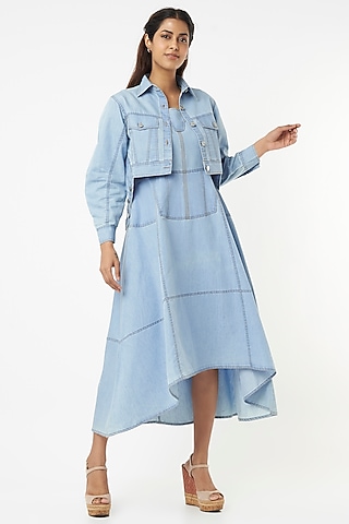 Blue Denim Jacket Dress by Veera Wear