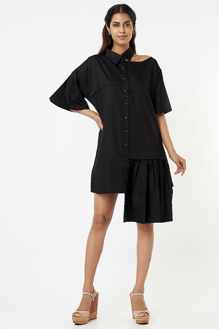 Black Cotton Dress by Veera Wear