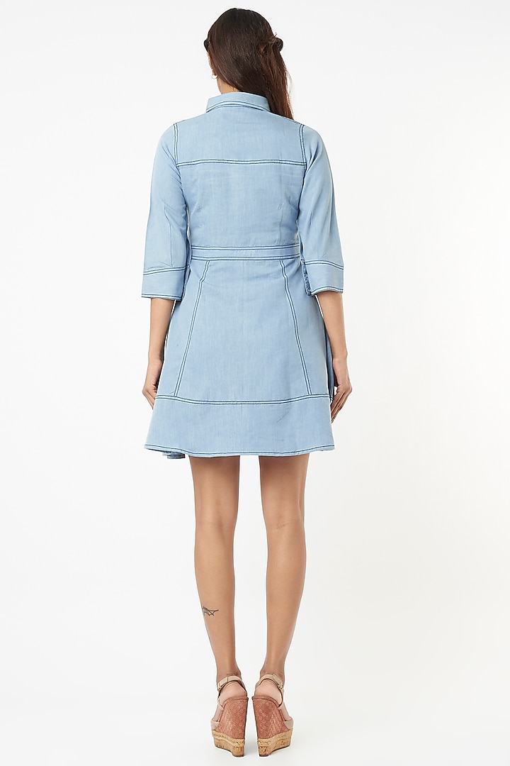 Blue Summer Dress In Denim by Veera Wear at Pernia's Pop Up Shop