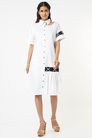 White Dress In Cotton by Veera Wear