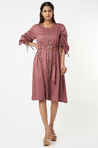 Onion Pink Cotton Dress by Veera Wear