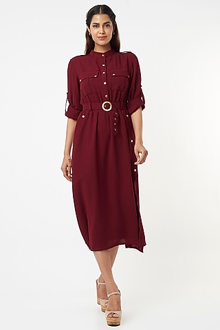 Maroon Georgette Dress by Veera Wear