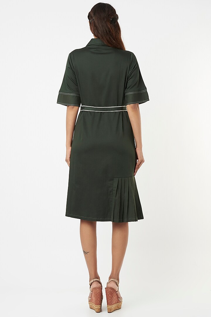 Olive Green Cotton Summer Dress by Veera Wear at Pernia's Pop Up Shop